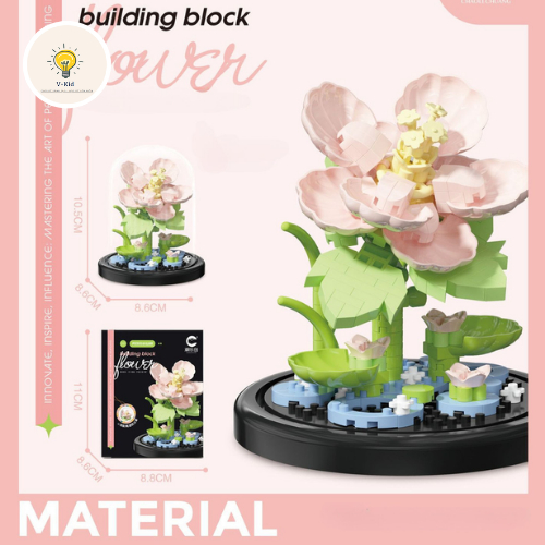 Bộ Lắp Ghép Hoa Trong Kính DIY Trang Trí Bàn Làm Việc – Mô Hình Hoa Xếp Hình Cao Cấp