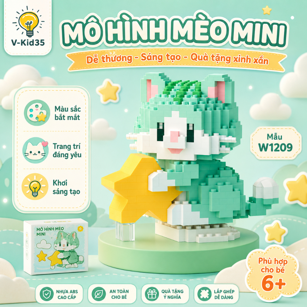 Đồ Chơi Lắp Ráp Những Mèo Đáng Yêu - Sản phẩm rèn luyện tính tỉ mỉ và trang trí bàn học đang yêu