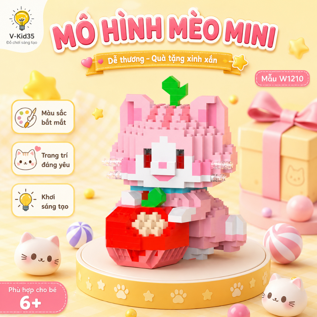 Đồ Chơi Lắp Ráp Những Mèo Đáng Yêu - Sản phẩm rèn luyện tính tỉ mỉ và trang trí bàn học đang yêu