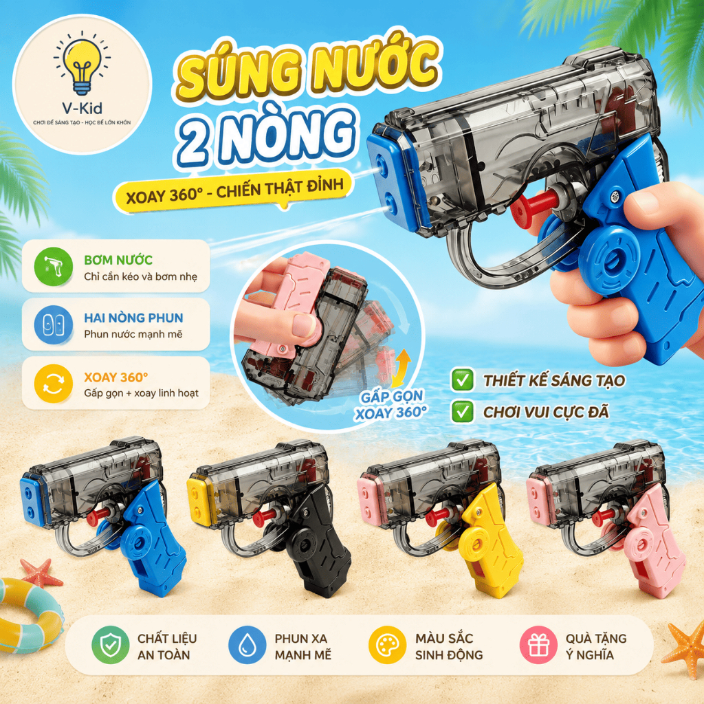 [ Đồ Chơi Trẻ Em ] Súng Phun Nước Đồ Chơi Thỏa Mãn Đam mê Xạ Thủ Cho Bé tha hồ nghịch nước.