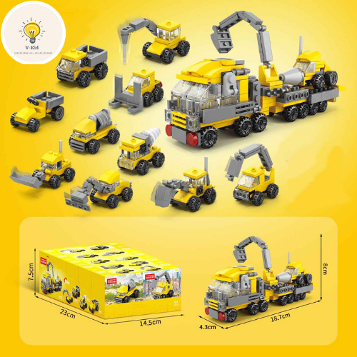 Bộ Mô Hình Lắp Ráp 10 trong 1 Mini 3D Tư Duy, Sáng Tạo, Trang Trí. Cần Cẩu, Máy Bay, Xe Tăng.