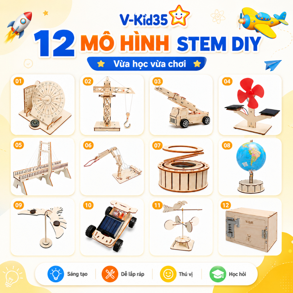 Bộ Đồ Chơi STEM DIY Cho Bé, Mô Hình Lắp Ráp Khoa Học, Giáo Dục Giúp Rèn, Phát Triển Tư Duy Sáng Tạo