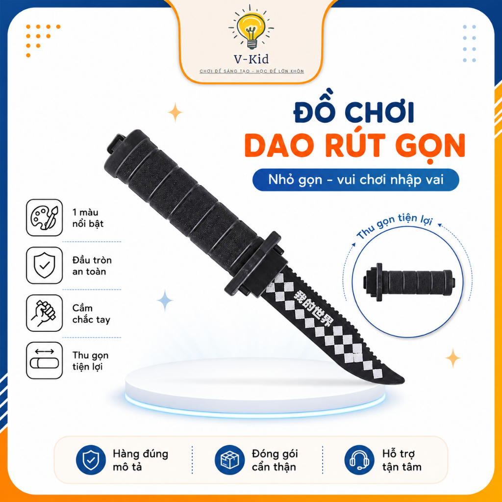Dao Ảo Thuật Rút Gọn, Đạo Cụ Biểu Diễn Nhập Vai (Chất Liệu Nhựa - Tuyệt Đối An Toàn)