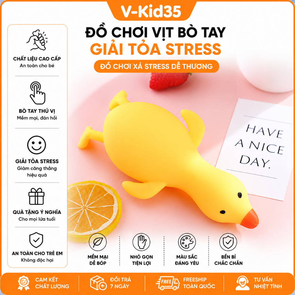 Đồ Chơi Vịt Bóp Tay Xả Stress 3 Màu Dễ Thương, Đáng Yêu, Giải Trí Quà Tặng Nhỏ Xinh Cho Bé Con