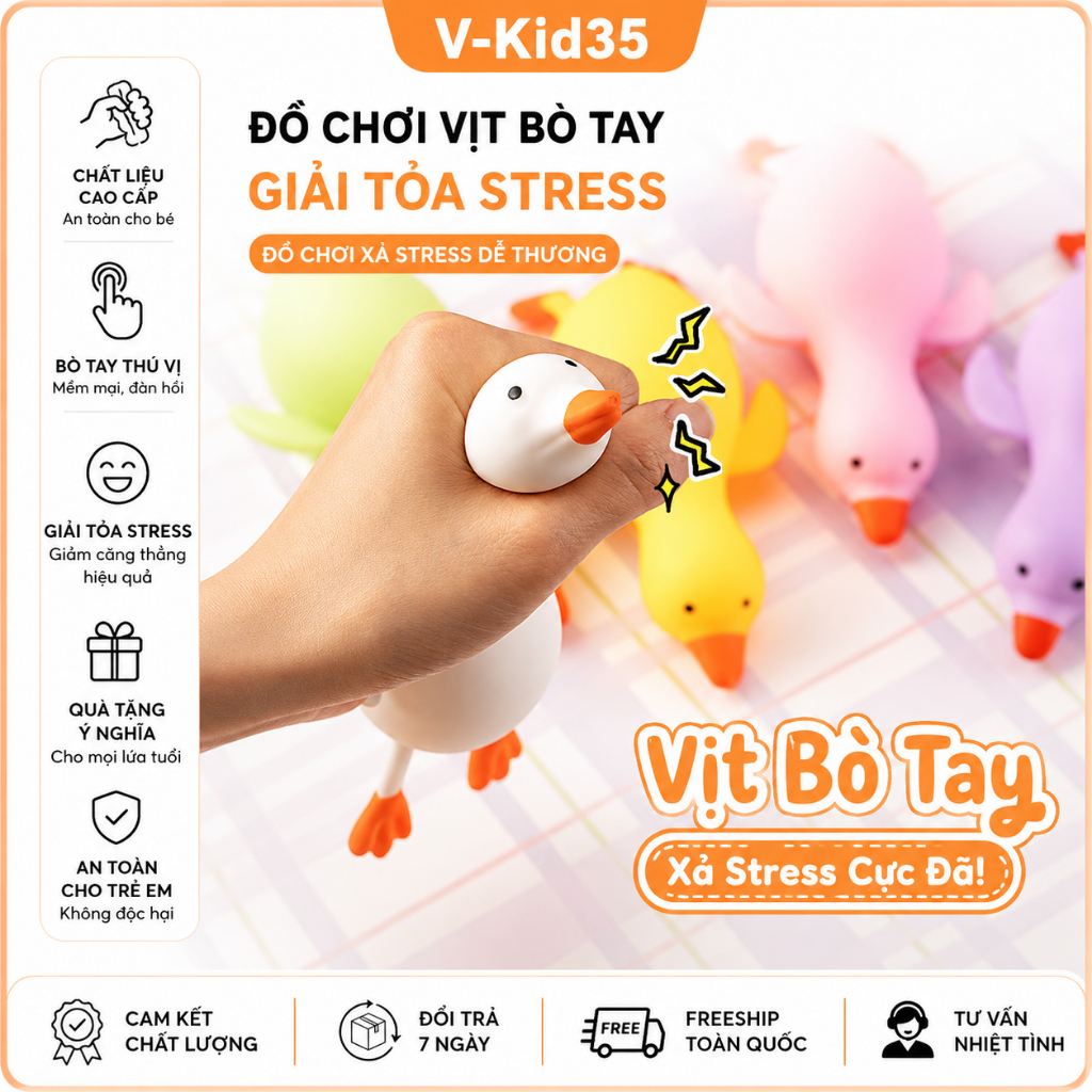Đồ Chơi Vịt Bóp Tay Xả Stress 3 Màu Dễ Thương, Đáng Yêu, Giải Trí Quà Tặng Nhỏ Xinh Cho Bé Con