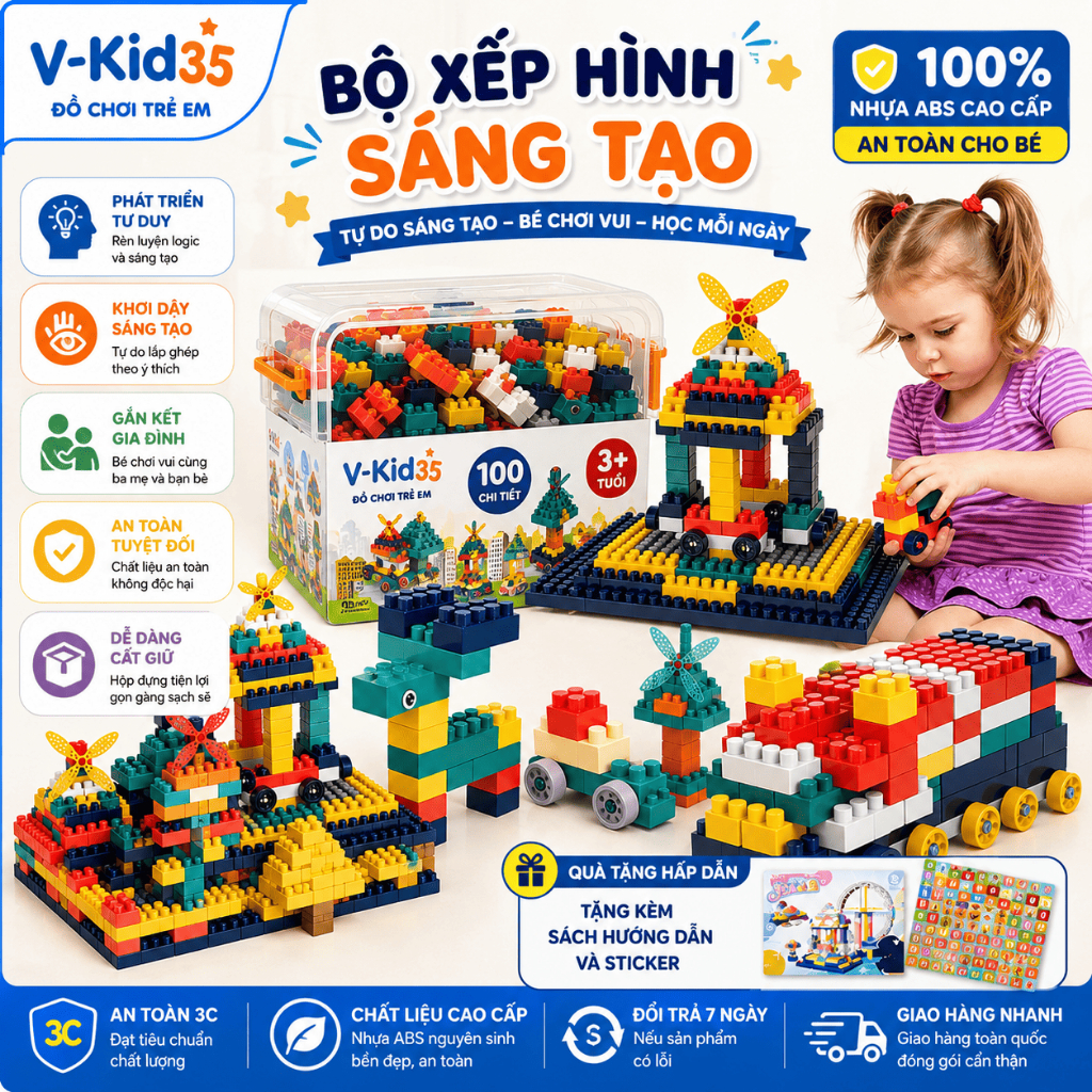 Bộ Xếp Hình Lego 520 Chi Tiết Phát Triển Tư Duy Cho Bé