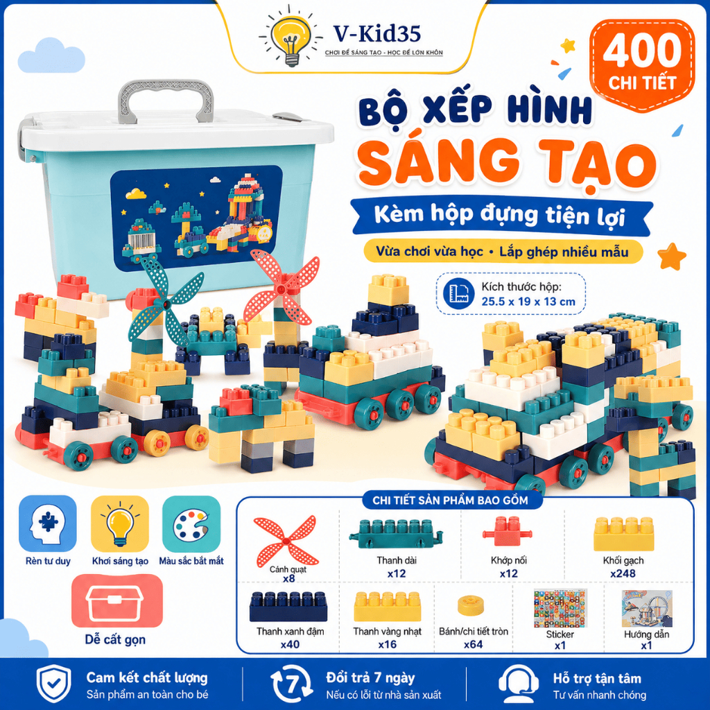 Bộ Xếp Hình Lego 520 Chi Tiết Phát Triển Tư Duy Cho Bé