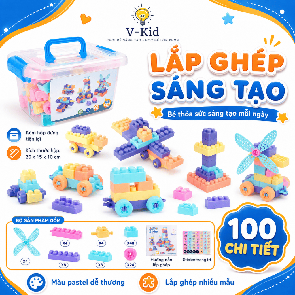 Bộ Xếp Hình Lego 520 Chi Tiết Phát Triển Tư Duy Cho Bé