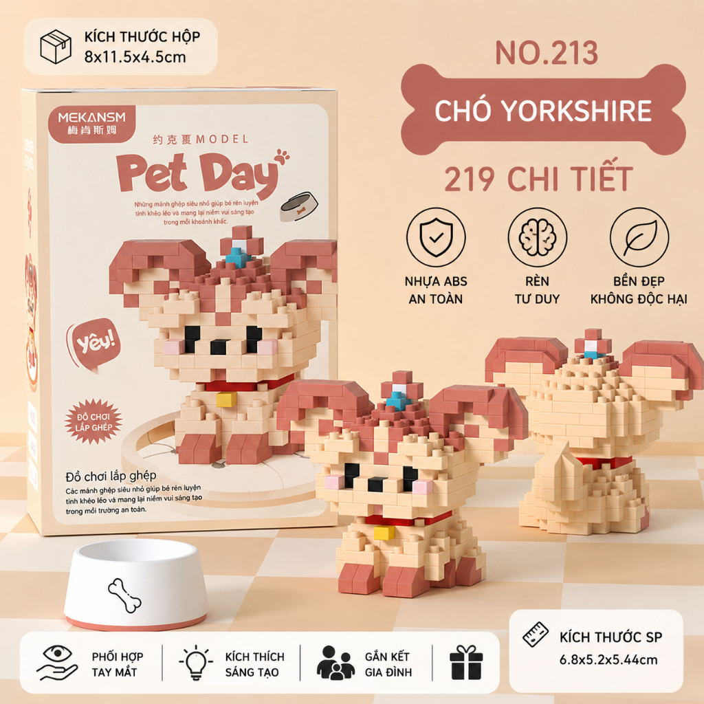Bộ Đồ Chơi Lắp Ráp Mini Hình Chó Cưng Pixel Block Dễ Thương - Quà Tặng Cho Bé Rèn Luyện Tư Duy