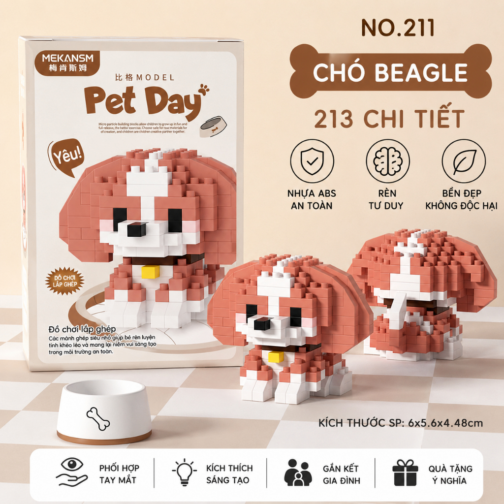 Bộ Đồ Chơi Lắp Ráp Mini Hình Chó Cưng Pixel Block Dễ Thương - Quà Tặng Cho Bé Rèn Luyện Tư Duy