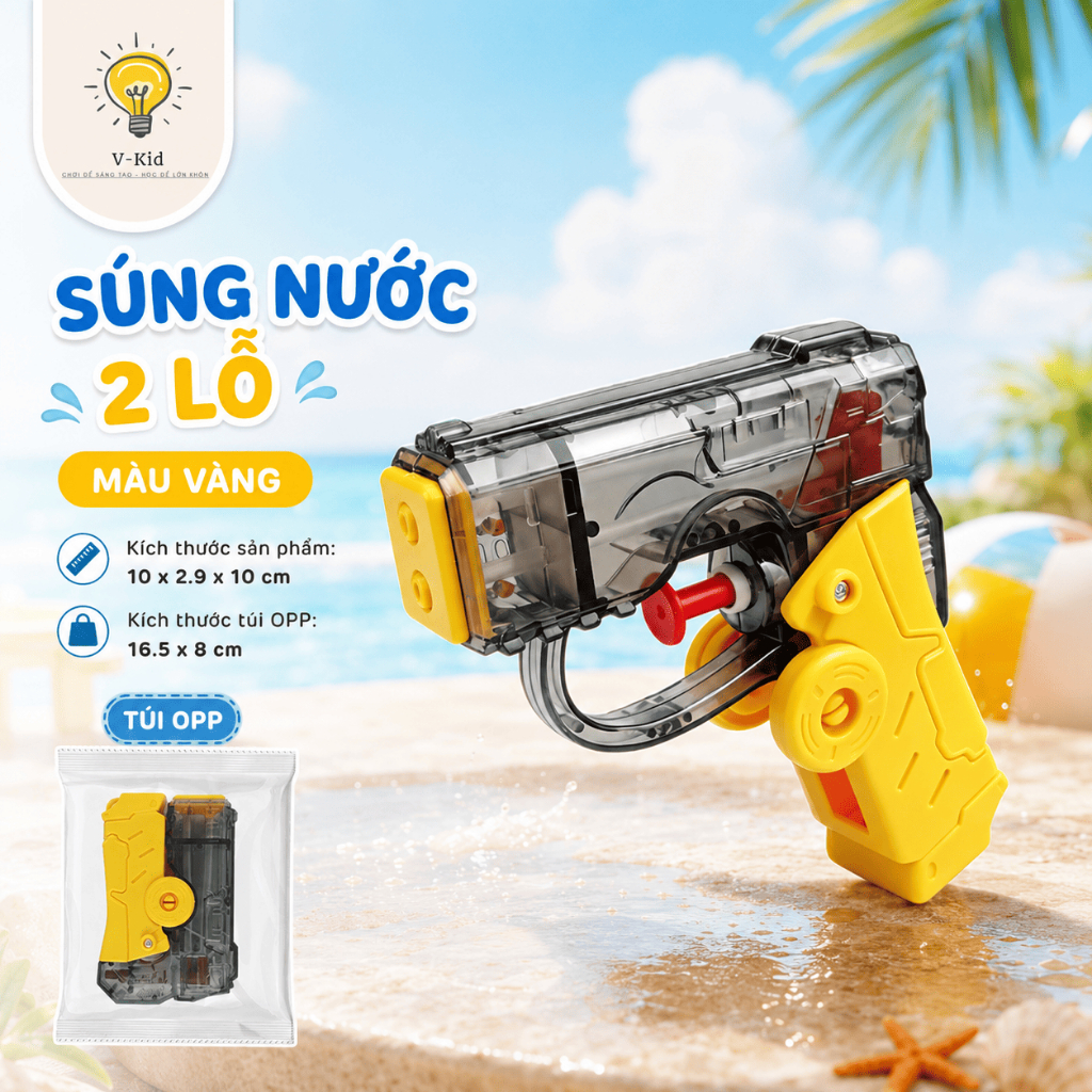 Đồ Chơi Phun Nước 2 Vòi Cho Bé, Gấp Gọn Đổi Hình Xoay 360 Độ, Phun Nước Vui Nhộn Với Bạn Bè