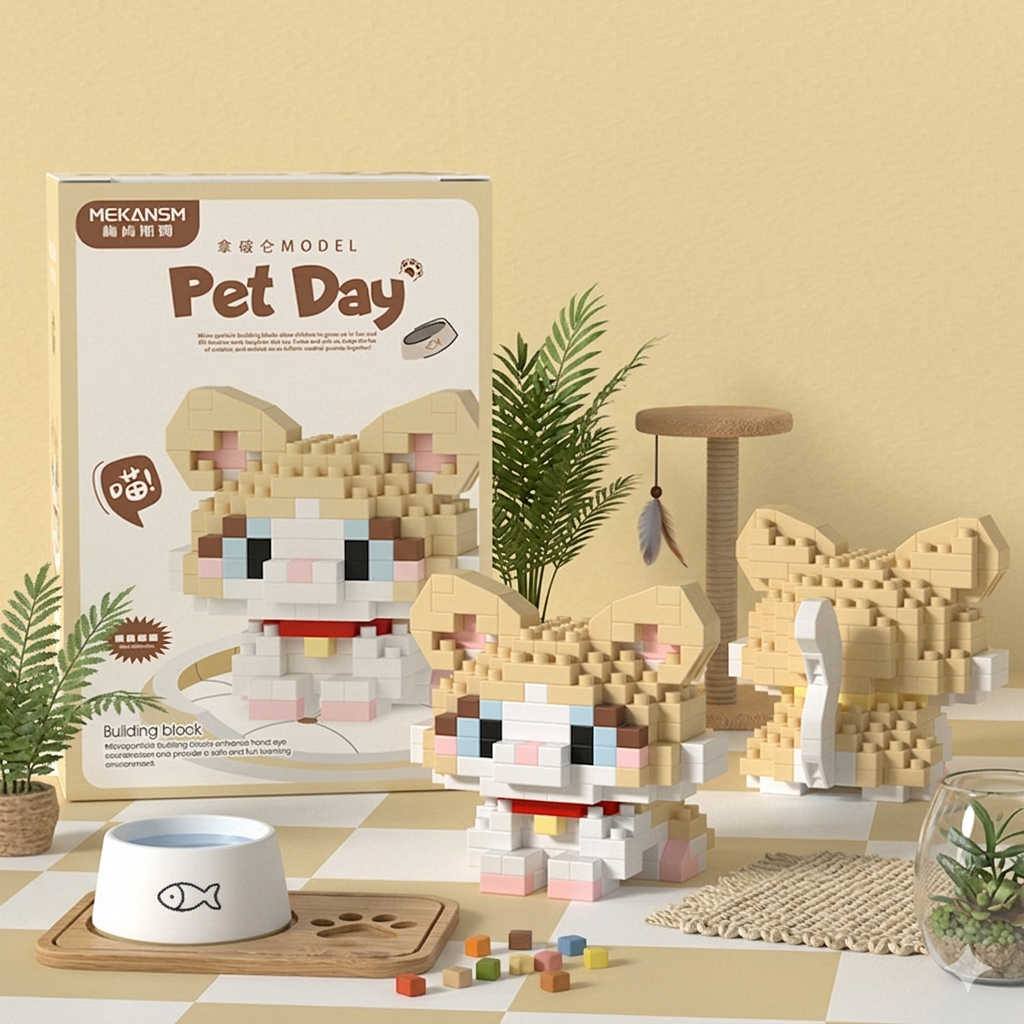 Bộ Lắp Ráp Mèo Mini Cute – Rèn Luyện Kiên Nhẫn, Decor Góc Học Tập Siêu Đáng Yêu, Quà Tặng Người Yêu