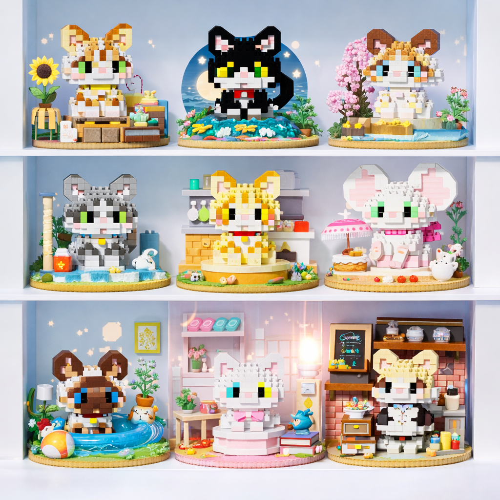 Bộ Lắp Ráp Mèo Mini Cute – Rèn Luyện Kiên Nhẫn, Decor Góc Học Tập Siêu Đáng Yêu, Quà Tặng Người Yêu