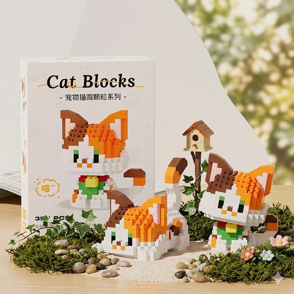 Bộ Lắp Ráp Mèo Mini Cute – Rèn Luyện Kiên Nhẫn, Decor Góc Học Tập Siêu Đáng Yêu, Quà Tặng Người Yêu