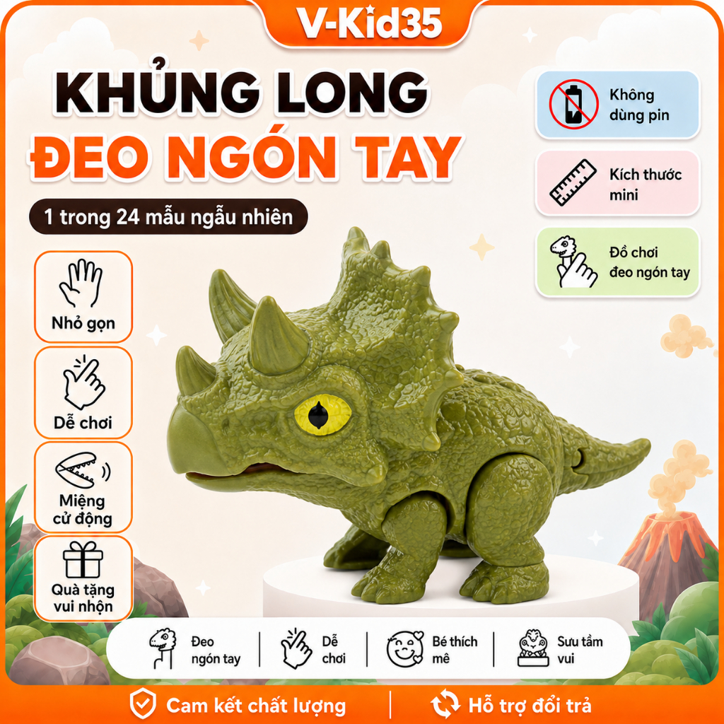 Khủng Long Đeo Ngón Tay Mini, Đồ Chơi Miệng Cử Động, Mẫu Ngẫu Nhiên, Trang Trí Bàn Học Cho Bé