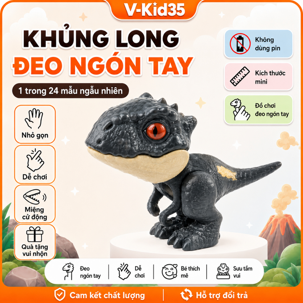 Khủng Long Đeo Ngón Tay Mini, Đồ Chơi Miệng Cử Động, Mẫu Ngẫu Nhiên, Trang Trí Bàn Học Cho Bé