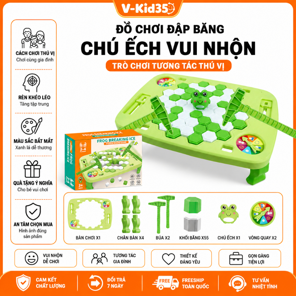 Đồ Chơi Đập Băng Cứu Chim Cánh Cụt, Phá Băng Kèm Búa Và Vòng Quay Cho Bé, Trò Chơi Gia Đình Vui Nhộn